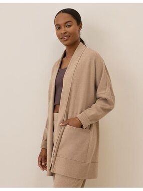 PACT Airplane Short Drape Cardigan Organic Cotton Flax Heather (Tan) XS/SM